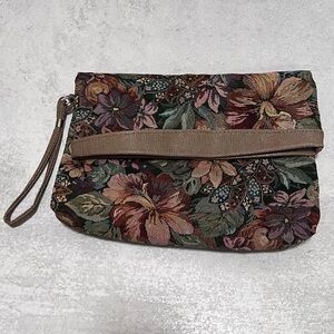 Grandmacore floral tapestry fold-over clutch/wristlet